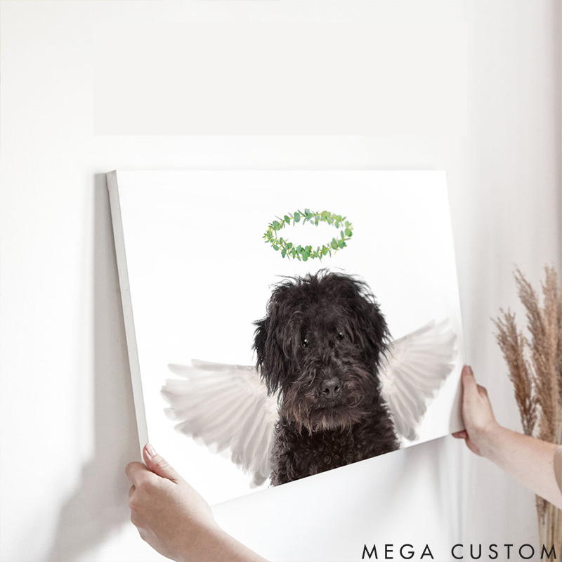 Personalized Pet Lover Angel Leaf Pet Portrait