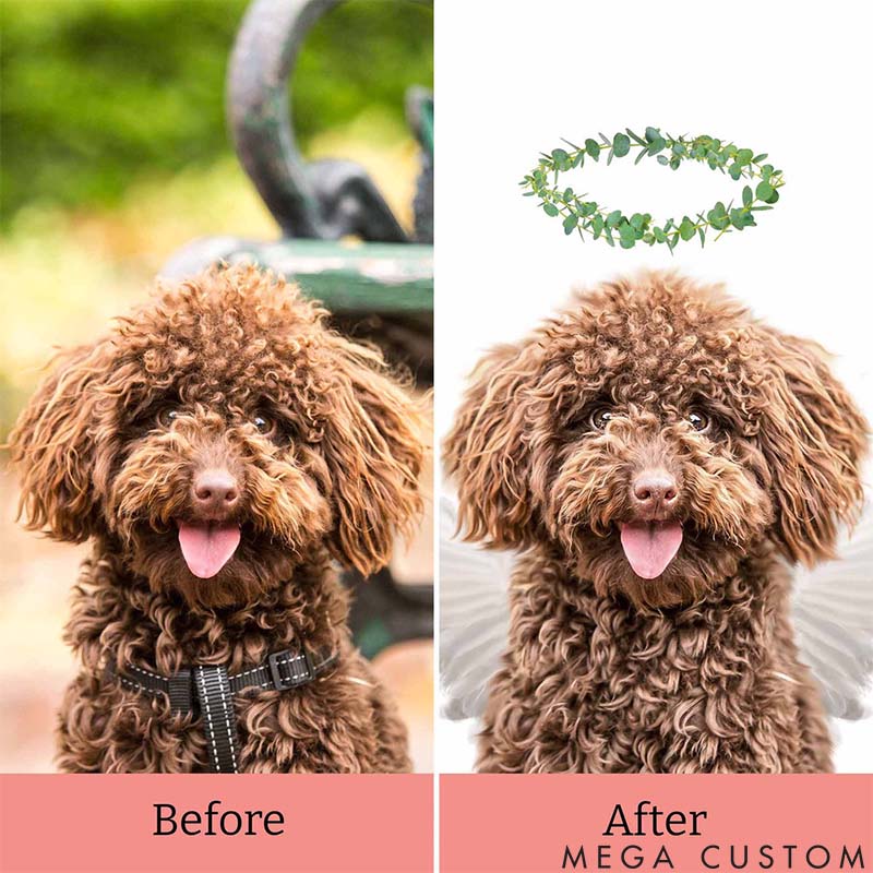 Personalized Pet Lover Angel Leaf Pet Portrait