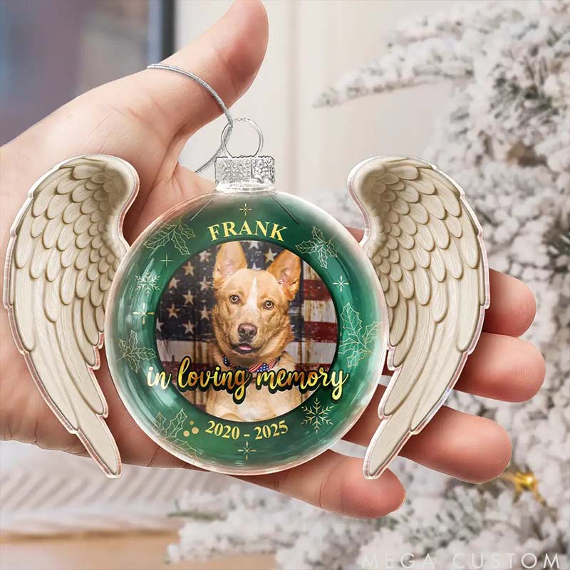 Personalized Pet Lover Angel Wings Paw Pet Memorial Forever Loved Christmas Ornament