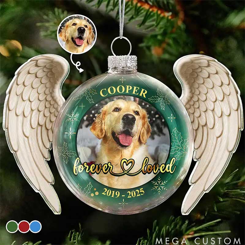 Personalized Pet Lover Angel Wings Paw Pet Memorial Forever Loved Christmas Ornament