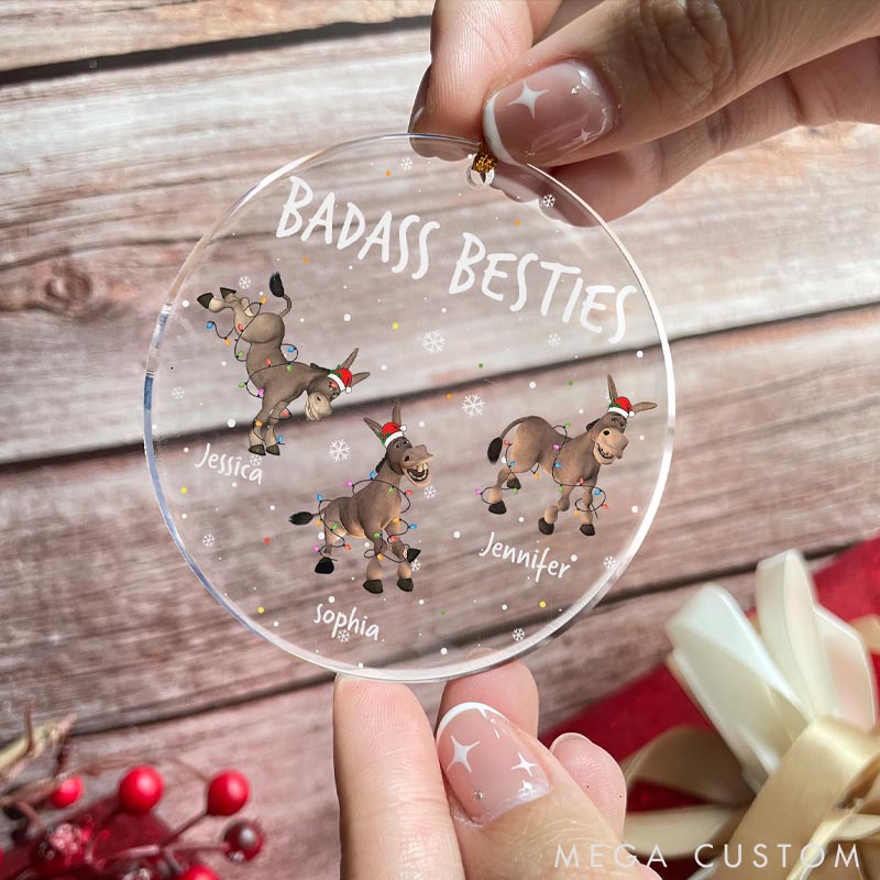 Personalized Pet Lover Badass Besties Christmas Ornament