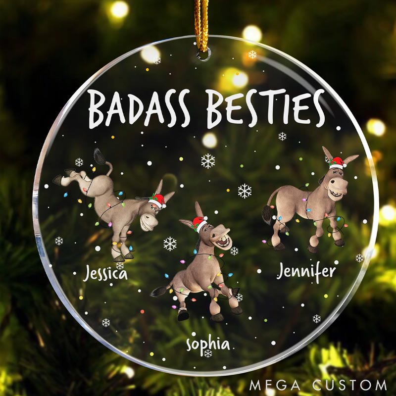 Personalized Pet Lover Badass Besties Christmas Ornament