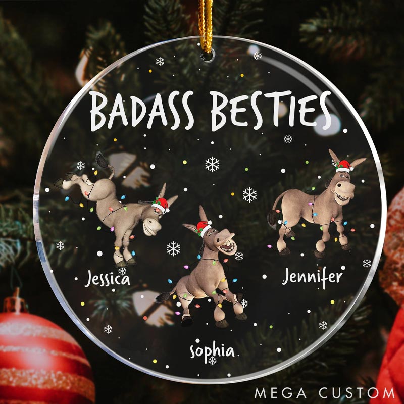 Personalized Pet Lover Badass Besties Christmas Ornament