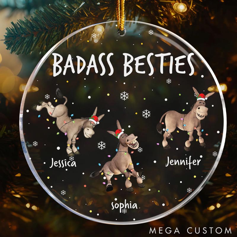 Personalized Pet Lover Badass Besties Christmas Ornament