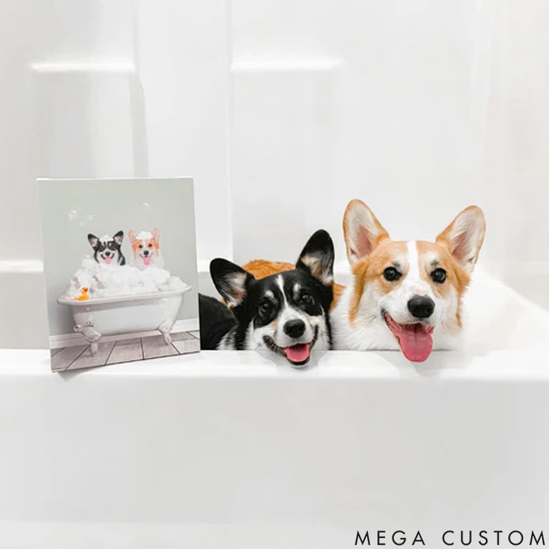 Personalized Pet Lover Bath Tub Pet Portrait