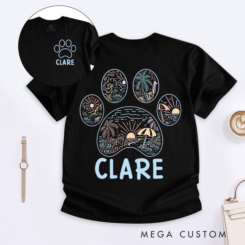 Personalized Pet Lover Beach Outline T-Shirt