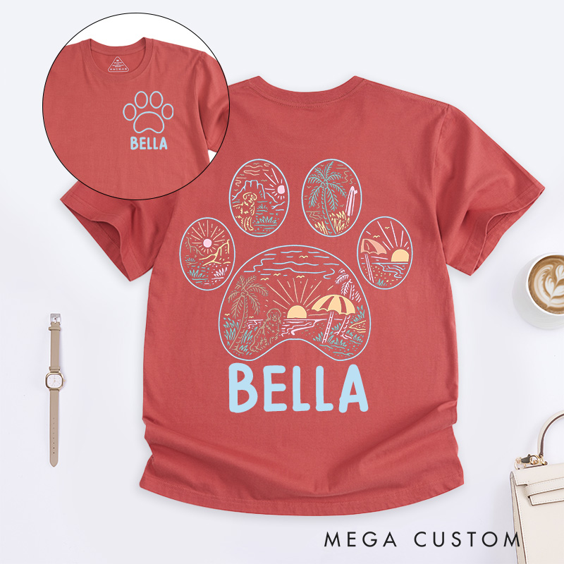 Personalized Pet Lover Beach Outline T-Shirt