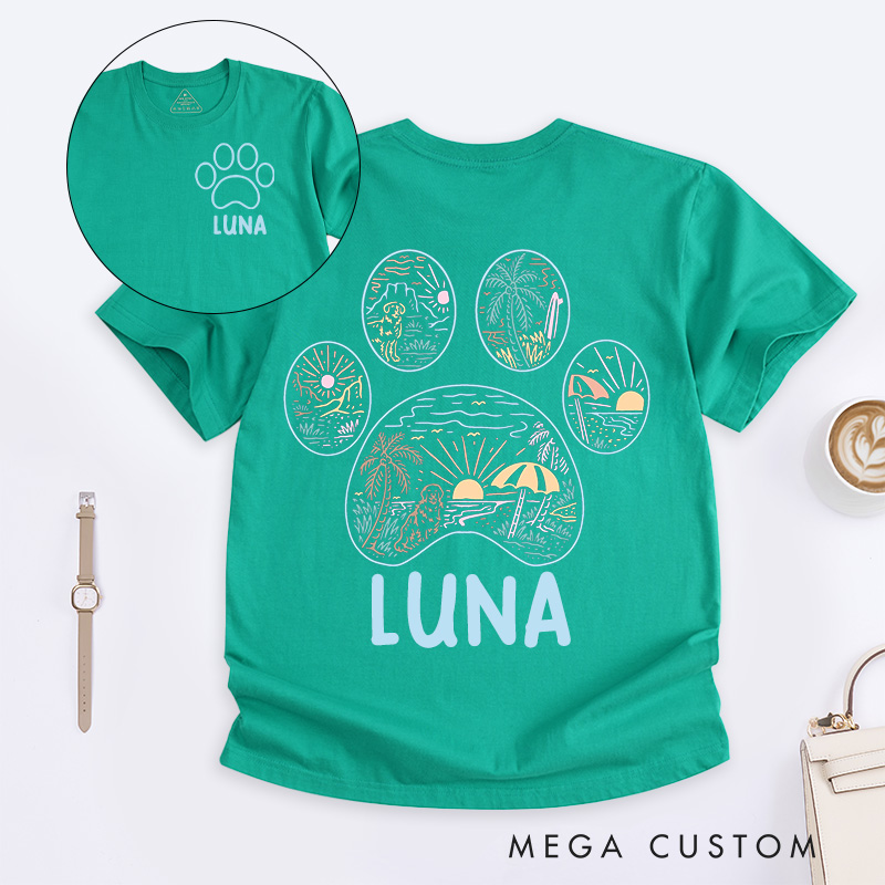 Personalized Pet Lover Beach Outline T-Shirt