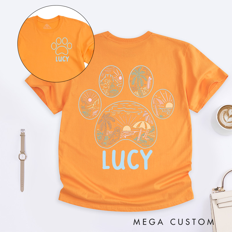 Personalized Pet Lover Beach Outline T-Shirt