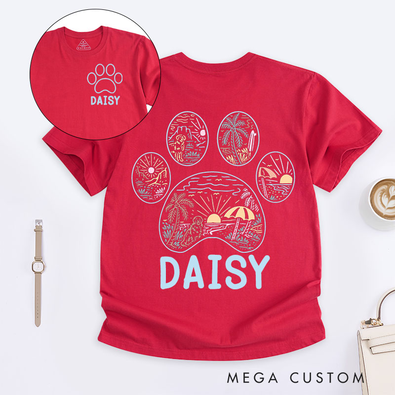 Personalized Pet Lover Beach Outline T-Shirt