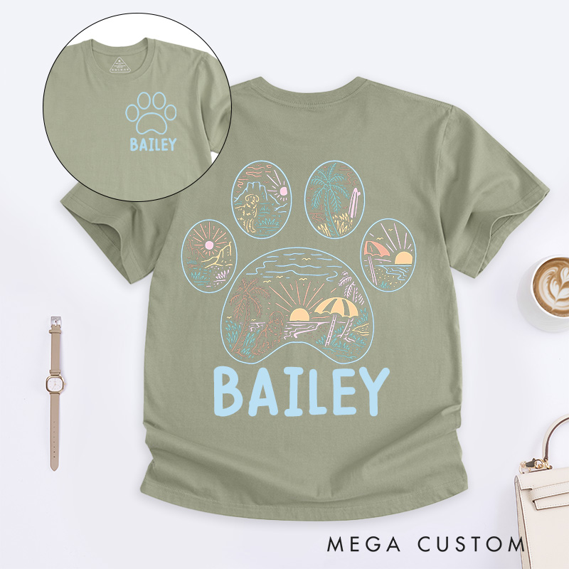 Personalized Pet Lover Beach Outline T-Shirt