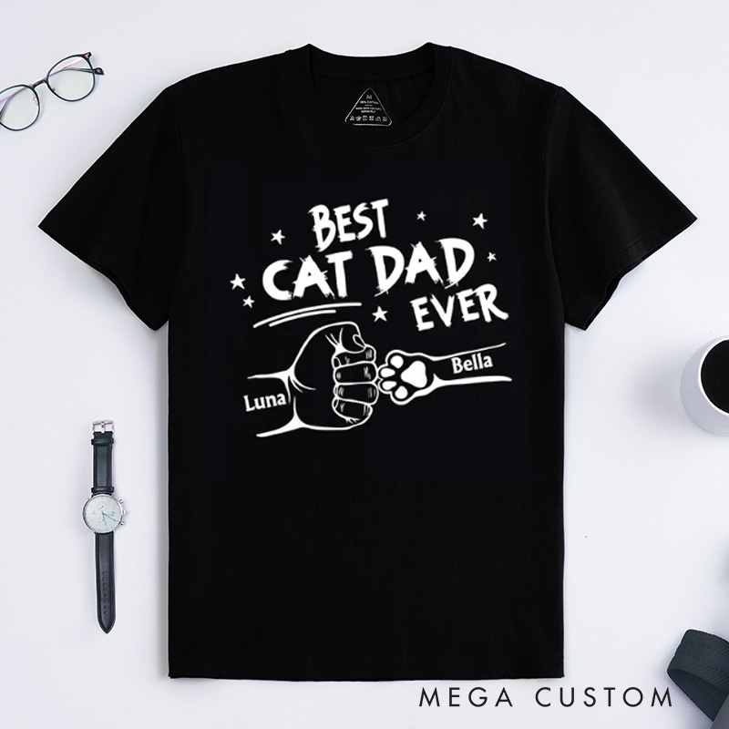 Personalized Pet Lover Best Dog Dad Ever Best Cat Dad Ever T-Shirt