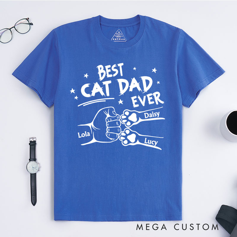 Personalized Pet Lover Best Dog Dad Ever Best Cat Dad Ever T-Shirt