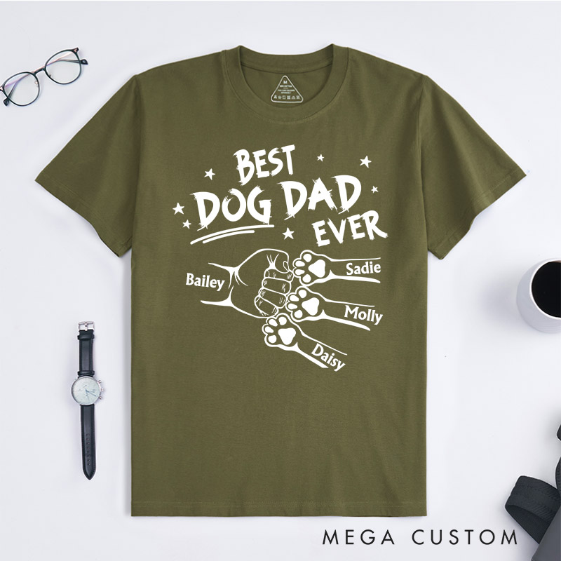 Personalized Pet Lover Best Dog Dad Ever Best Cat Dad Ever T-Shirt