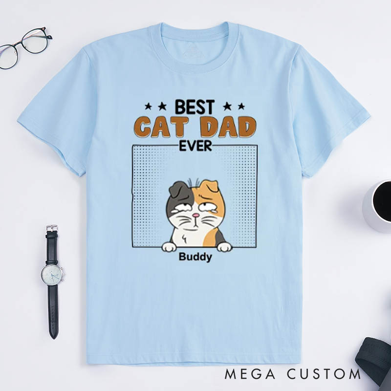 Personalized Pet Lover Best Dog Dad Ever Cartoon Dog Cat T-Shirt