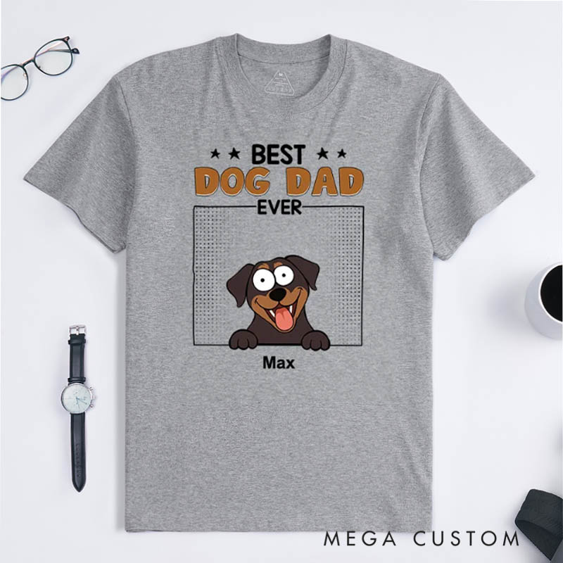 Personalized Pet Lover Best Dog Dad Ever Cartoon Dog Cat T-Shirt