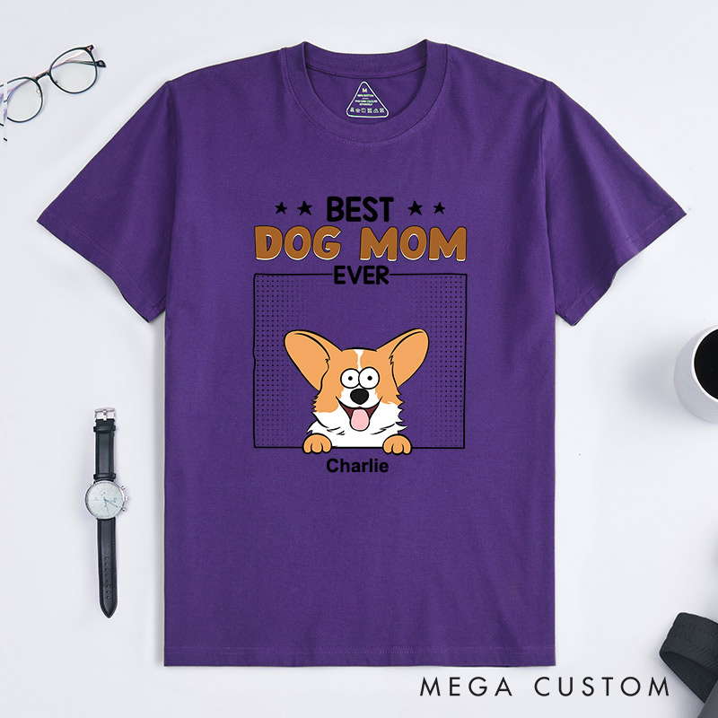 Personalized Pet Lover Best Dog Mom Ever Cartoon Dog Cat T-Shirt