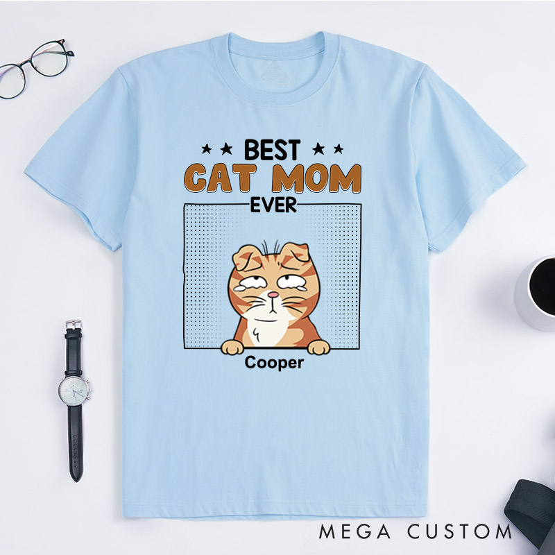 Personalized Pet Lover Best Dog Mom Ever Cartoon Dog Cat T-Shirt
