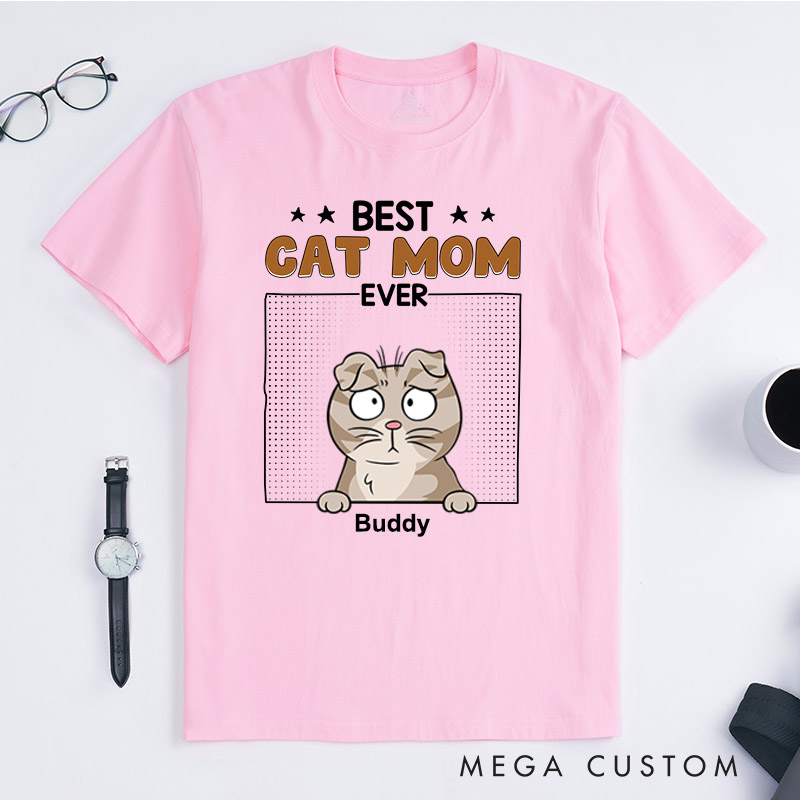 Personalized Pet Lover Best Dog Mom Ever Cartoon Dog Cat T-Shirt