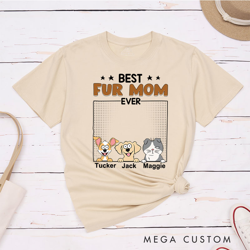 Personalized Pet Lover Best Dog Mom Ever Cartoon Dog Cat T-Shirt