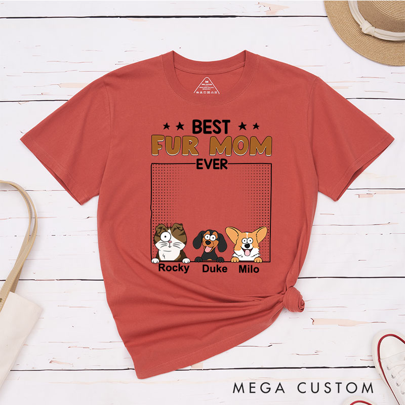 Personalized Pet Lover Best Dog Mom Ever Cartoon Dog Cat T-Shirt