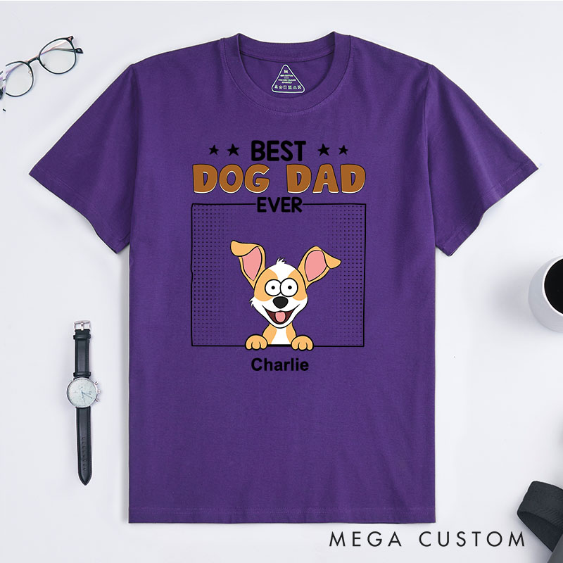Personalized Pet Lover Best Dog Dad Ever Cartoon Dog Cat T-Shirt