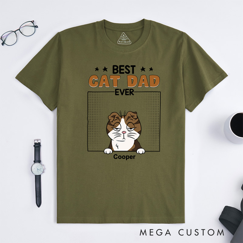 Personalized Pet Lover Best Dog Dad Ever Cartoon Dog Cat T-Shirt