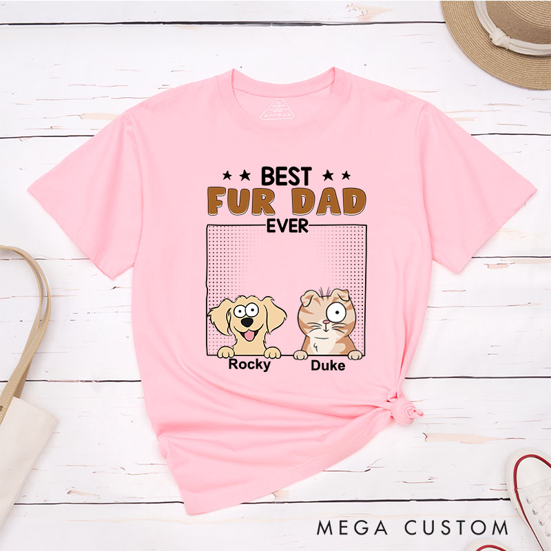 Personalized Pet Lover Best Dog Dad Ever Cartoon Dog Cat T-Shirt