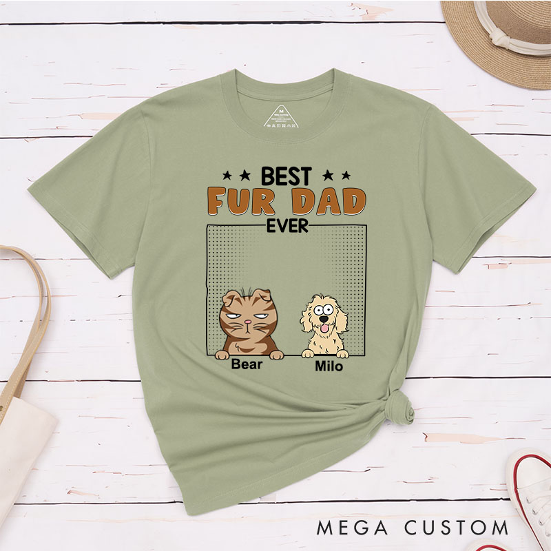 Personalized Pet Lover Best Dog Dad Ever Cartoon Dog Cat T-Shirt