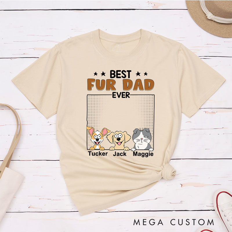 Personalized Pet Lover Best Dog Dad Ever Cartoon Dog Cat T-Shirt