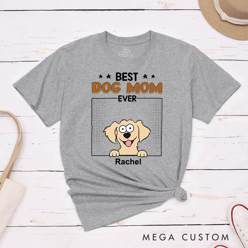 Personalized Pet Lover Best Pet Mom Ever Cartoon Dog Cat T-Shirt