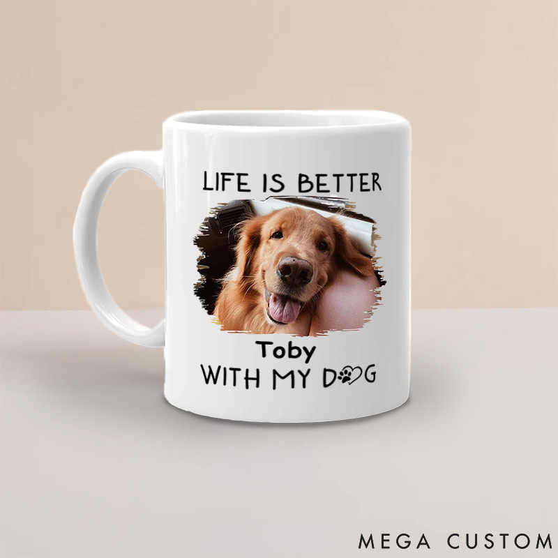 Personalized Pet Lover Better with Pets Photo Mugs