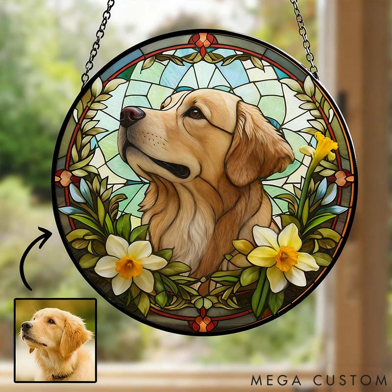 Personalized Pet Lover Birth Month Flower Memorial Floral Soul Sun Catcher