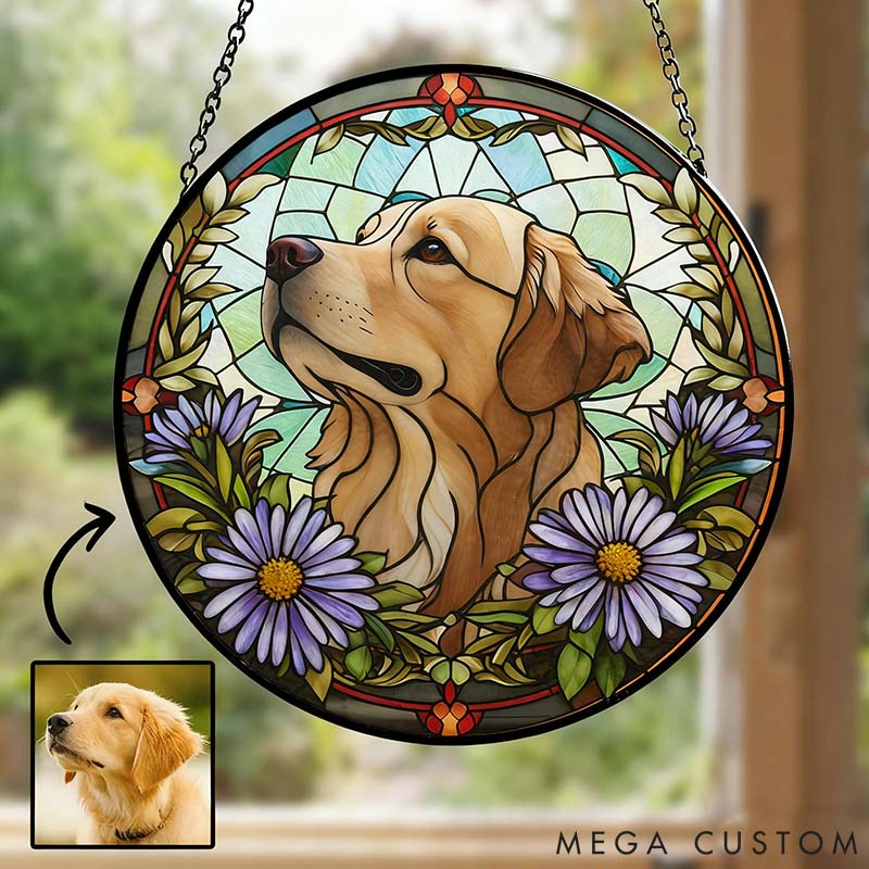 Personalized Pet Lover Birth Month Flower Memorial Floral Soul Sun Catcher