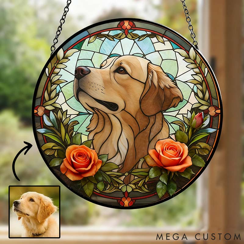 Personalized Pet Lover Birth Month Flower Memorial Floral Soul Sun Catcher