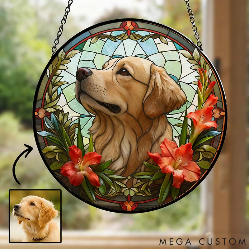 Personalized Pet Lover Birth Month Flower Memorial Floral Soul Sun Catcher