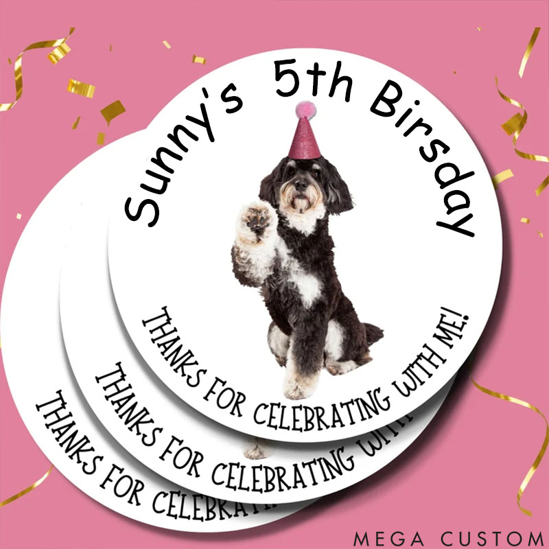 Personalized Pet Lover Birthday Celebration Image Stickers