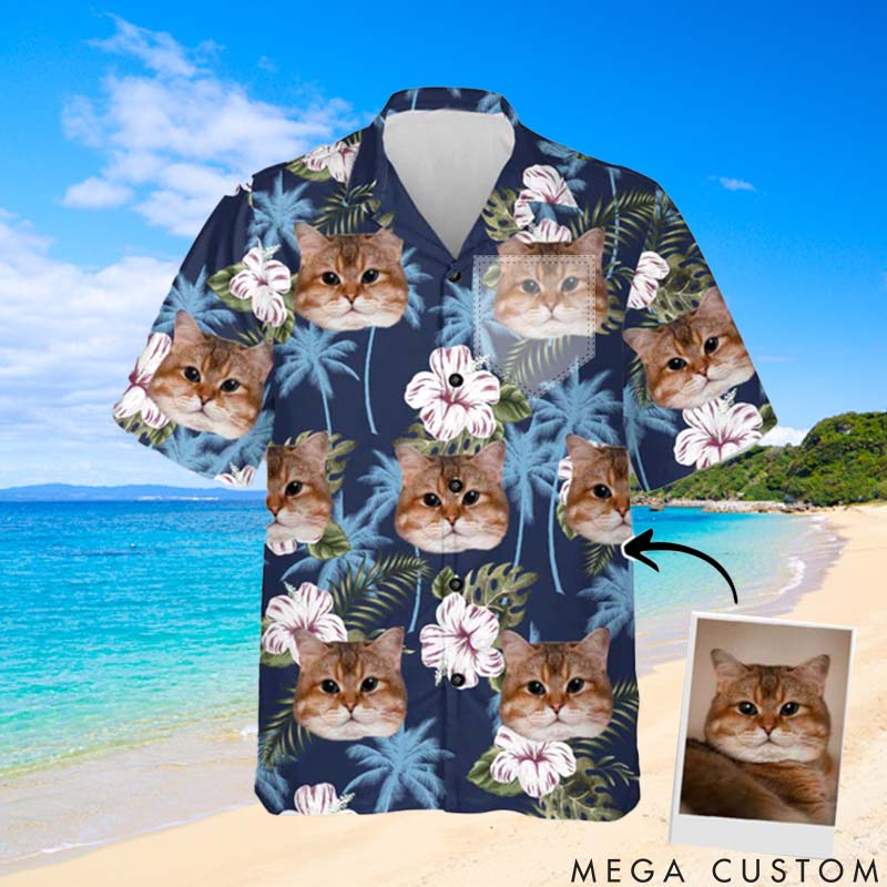 Personalized Pet Lover Blue Palm Tree Pattern Hawaii Shirts