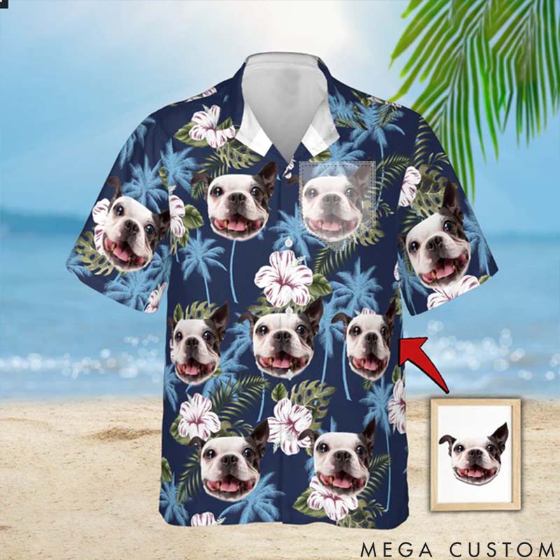 Personalized Pet Lover Blue Palm Tree Pattern Hawaii Shirts