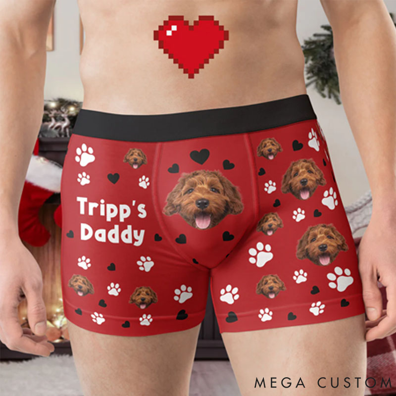Personalized Pet Lover Boxers With Pet Face Photo Men's Boxer Briefs