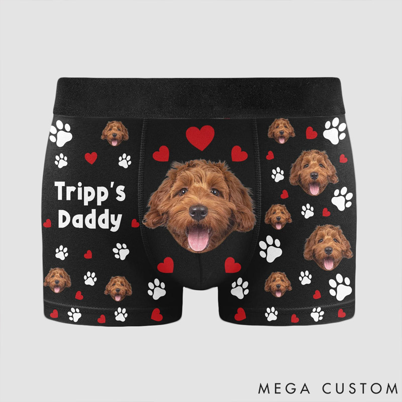 Personalized Pet Lover Boxers With Pet Face Photo Men's Boxer Briefs