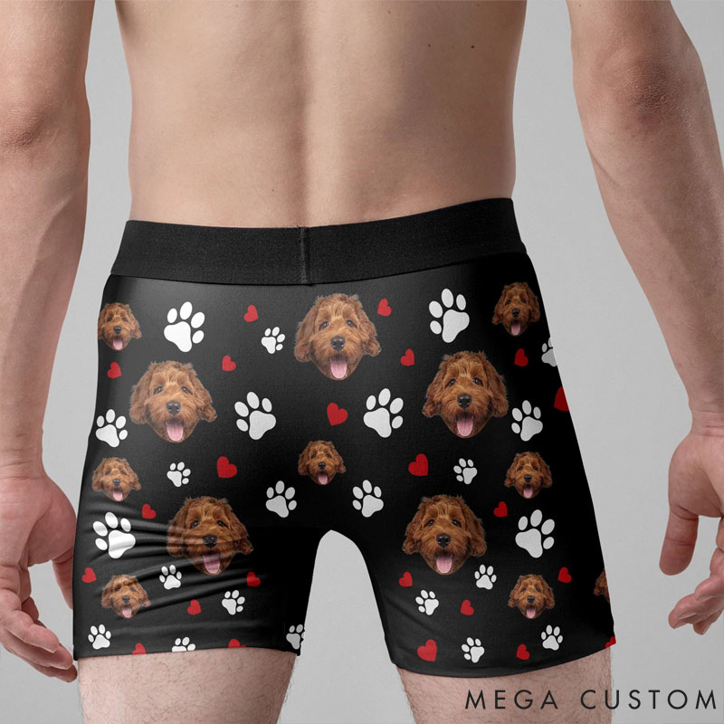 Personalized Pet Lover Boxers With Pet Face Photo Men's Boxer Briefs
