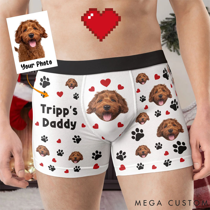 Personalized Pet Lover Boxers With Pet Face Photo Men's Boxer Briefs
