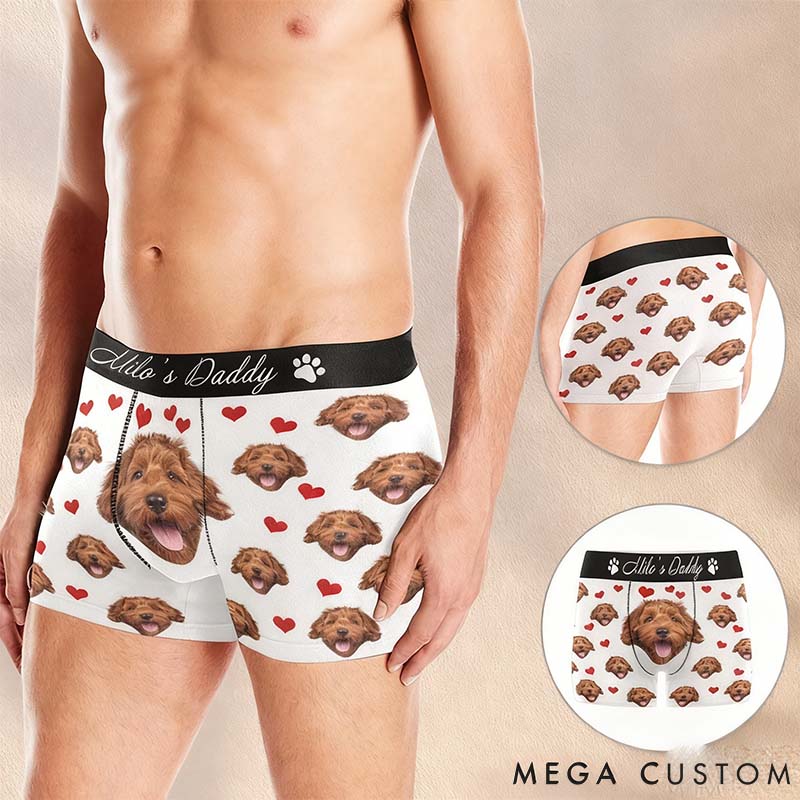 Personalized Pet Lover Boxers With Pet Face Photo Pet Dad Boxer Briefs