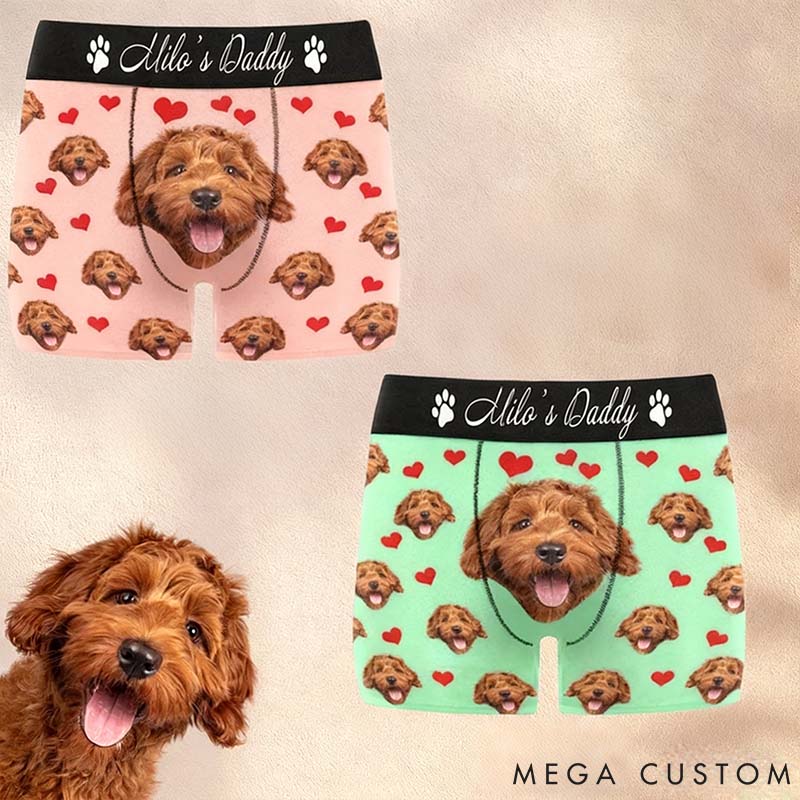 Personalized Pet Lover Boxers With Pet Face Photo Pet Dad Boxer Briefs