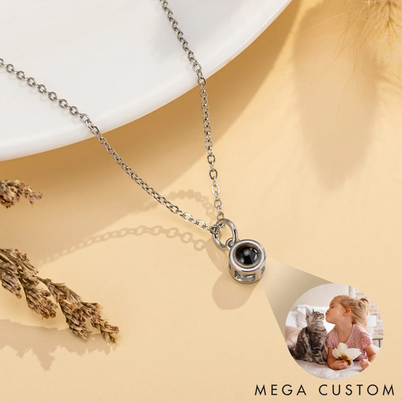 Personalized Pet Lover Bubbles Design Projection Necklace