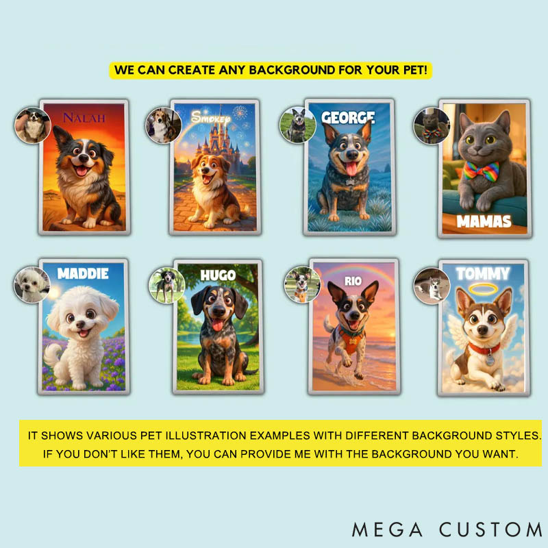 Personalized Pet Lover Cartoon Pet Portrait Dog Cartoon Portrait Cat