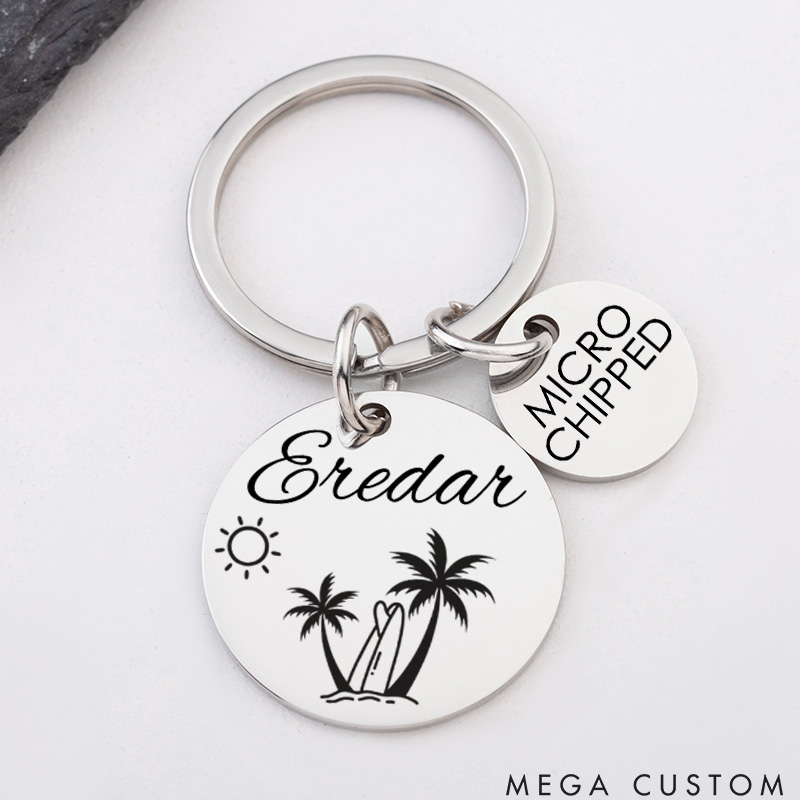 Personalized Pet Lover Cat Tag Dog Tag for Birthday Gift Coconut Tree Pet Tags
