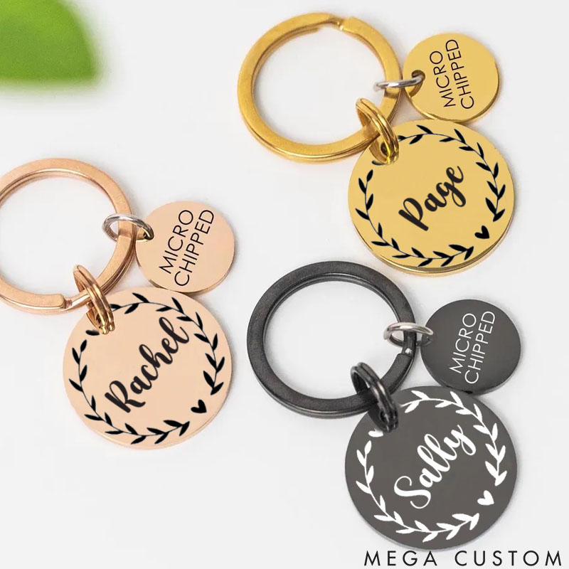 Personalized Pet Lover Cat Tag Dog Tag for Birthday Gift Wreath Pet Tags