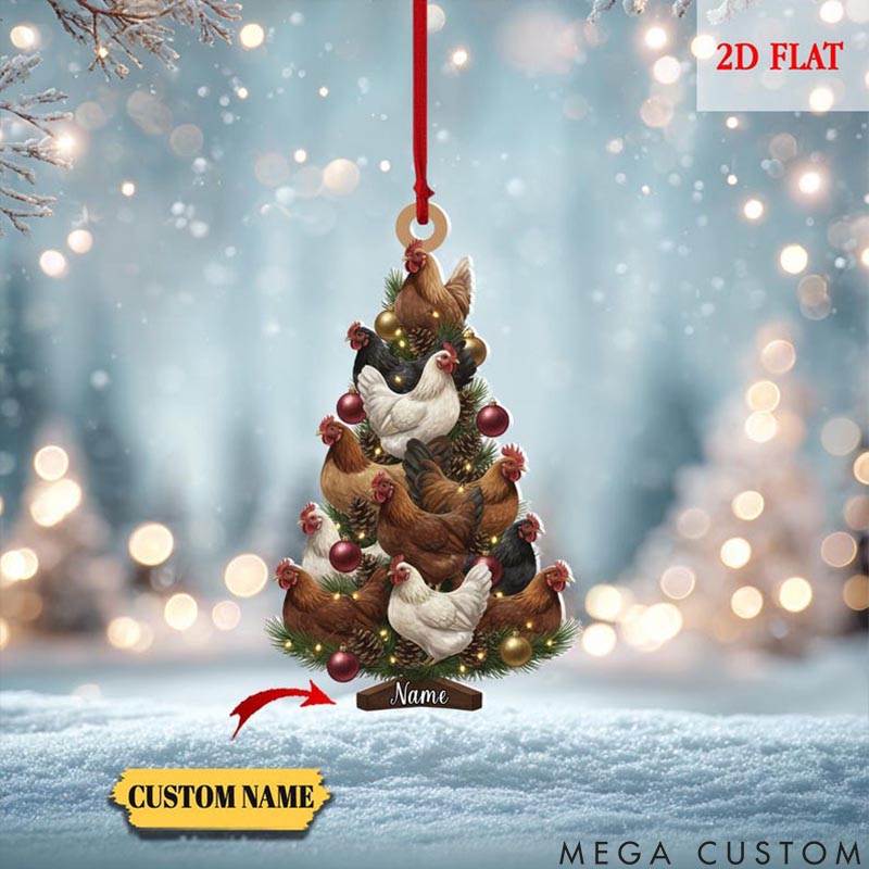Personalized Pet Lover Chicken Christmas Tree Christmas Ornament